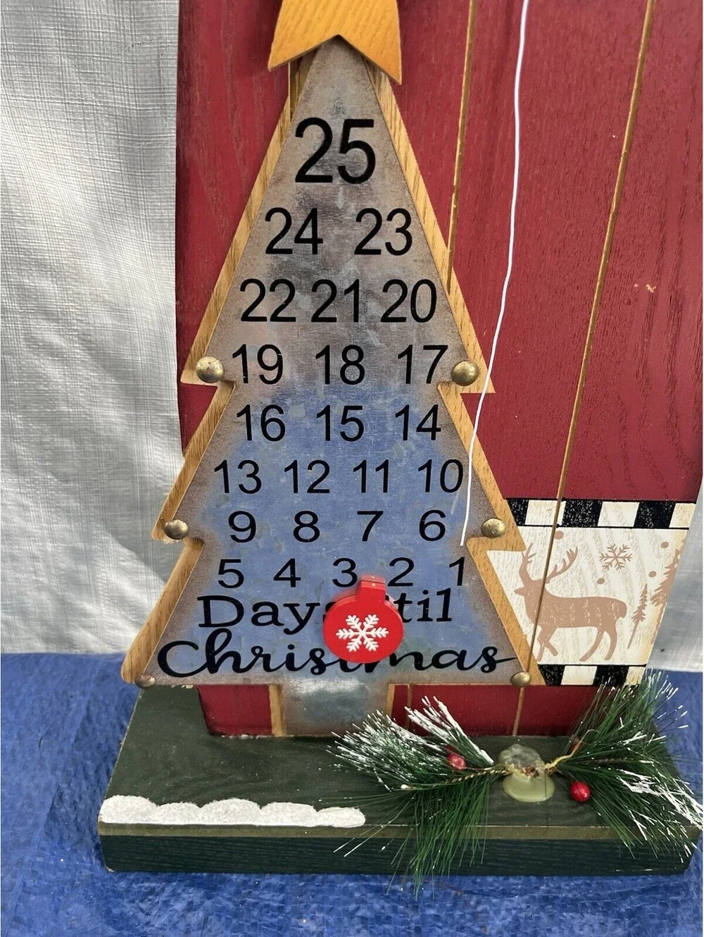 Vintage Wooden Santa Clause Countdown To Christmas Decor W/ Magnet